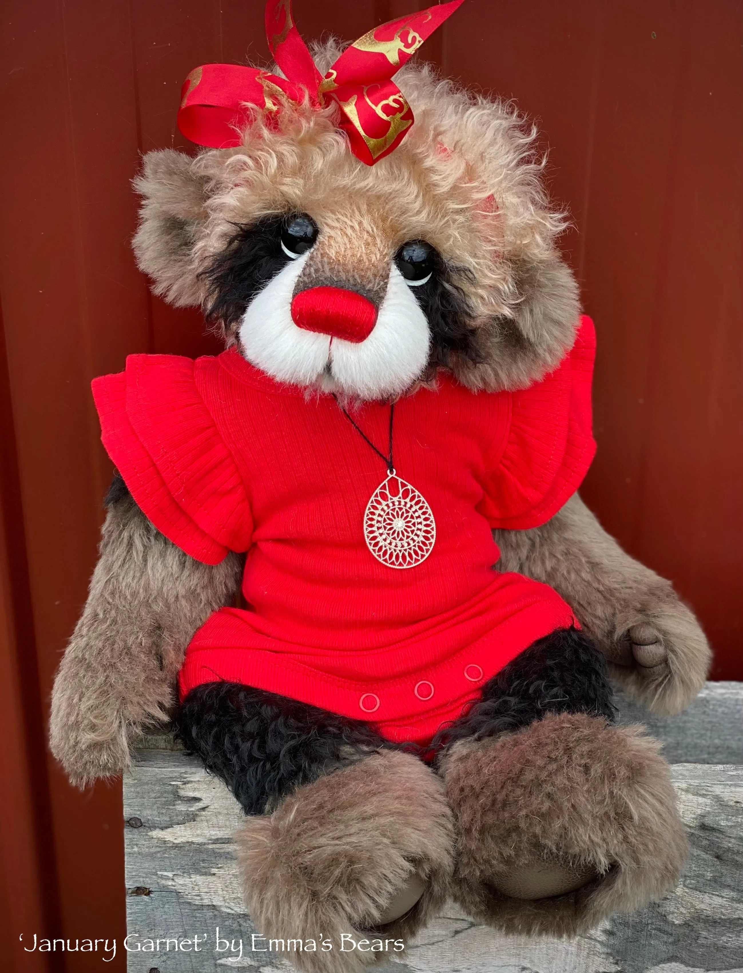 January Garnet - 18" Christmas 2023 Artist Bear by Emma's Bears - OOAK