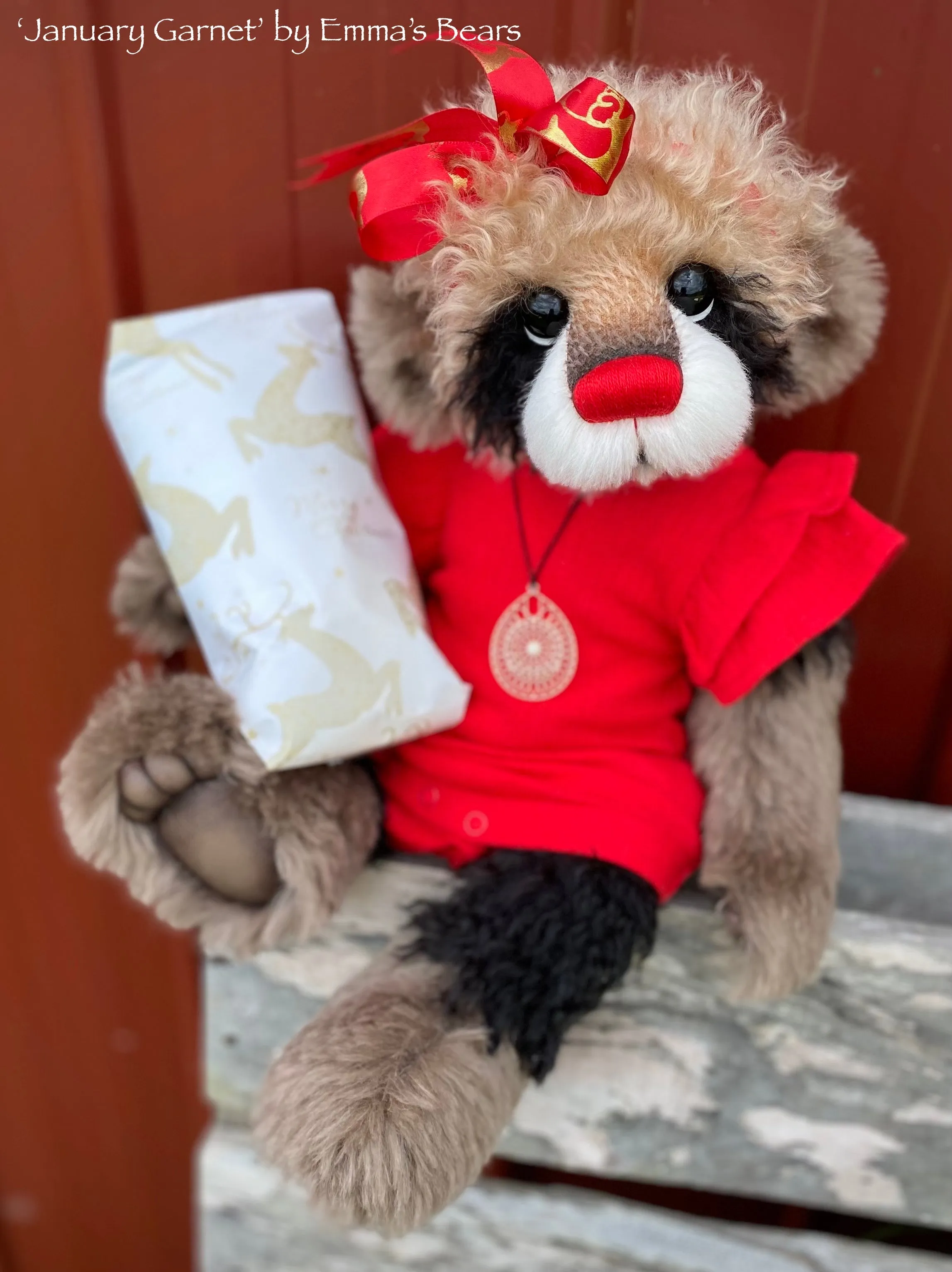 January Garnet - 18" Christmas 2023 Artist Bear by Emma's Bears - OOAK