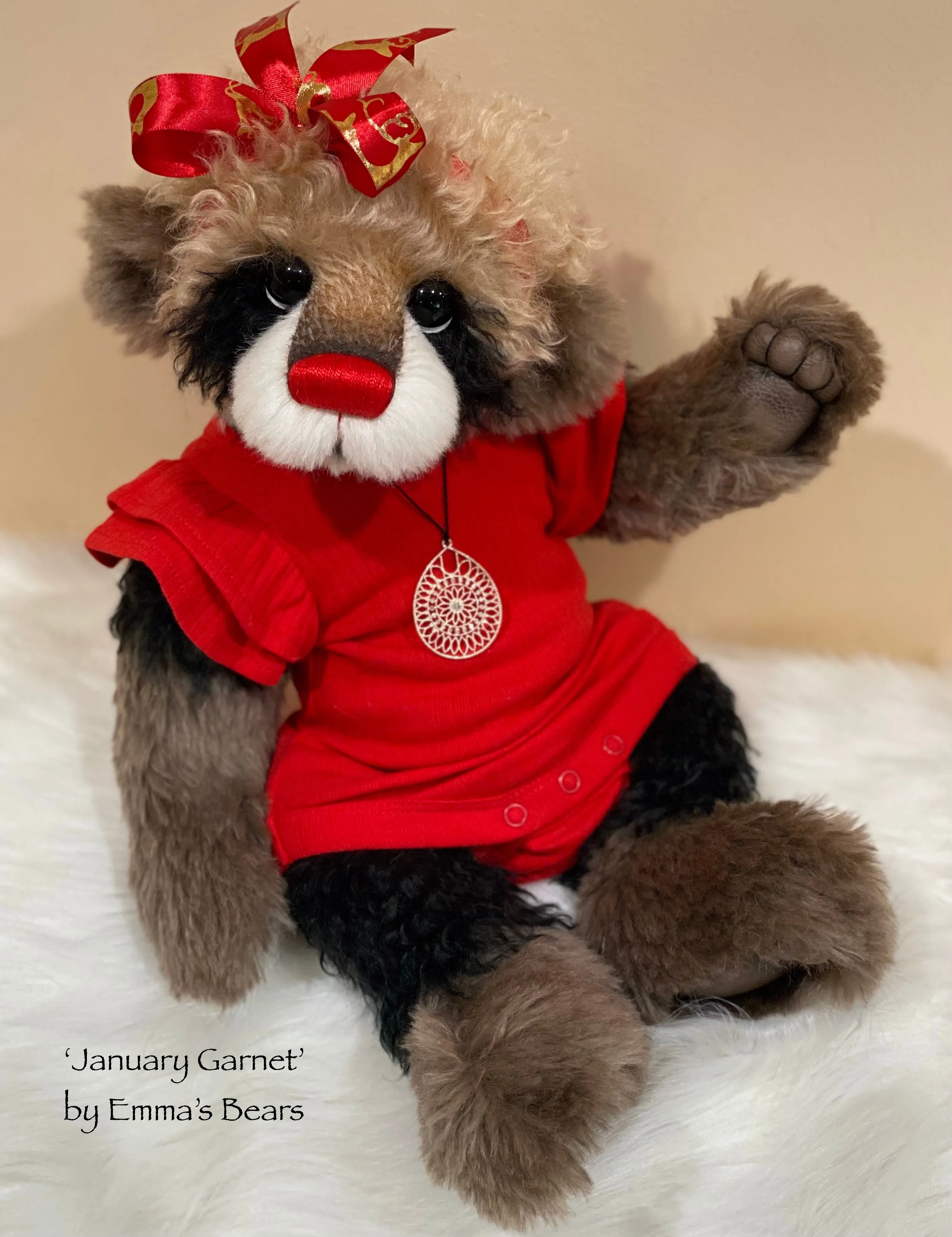 January Garnet - 18" Christmas 2023 Artist Bear by Emma's Bears - OOAK