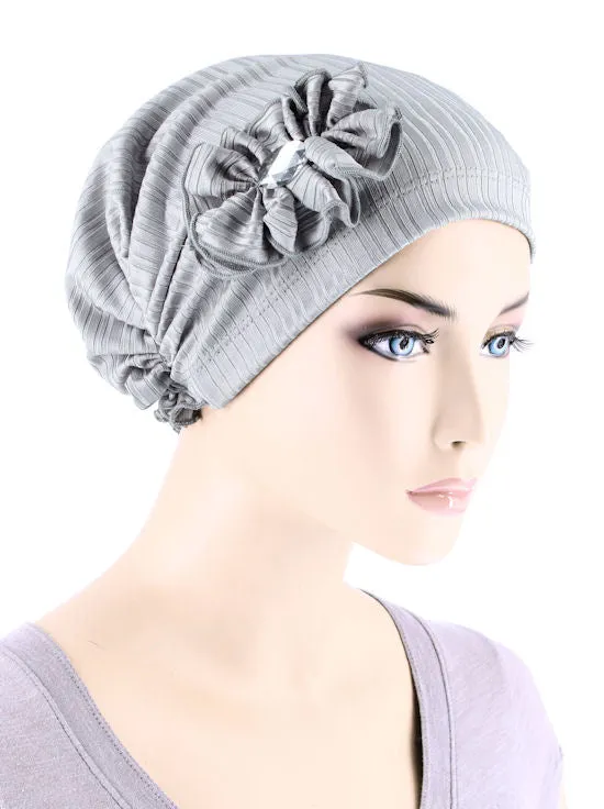 Josie Turban Ribbed Silver Gray