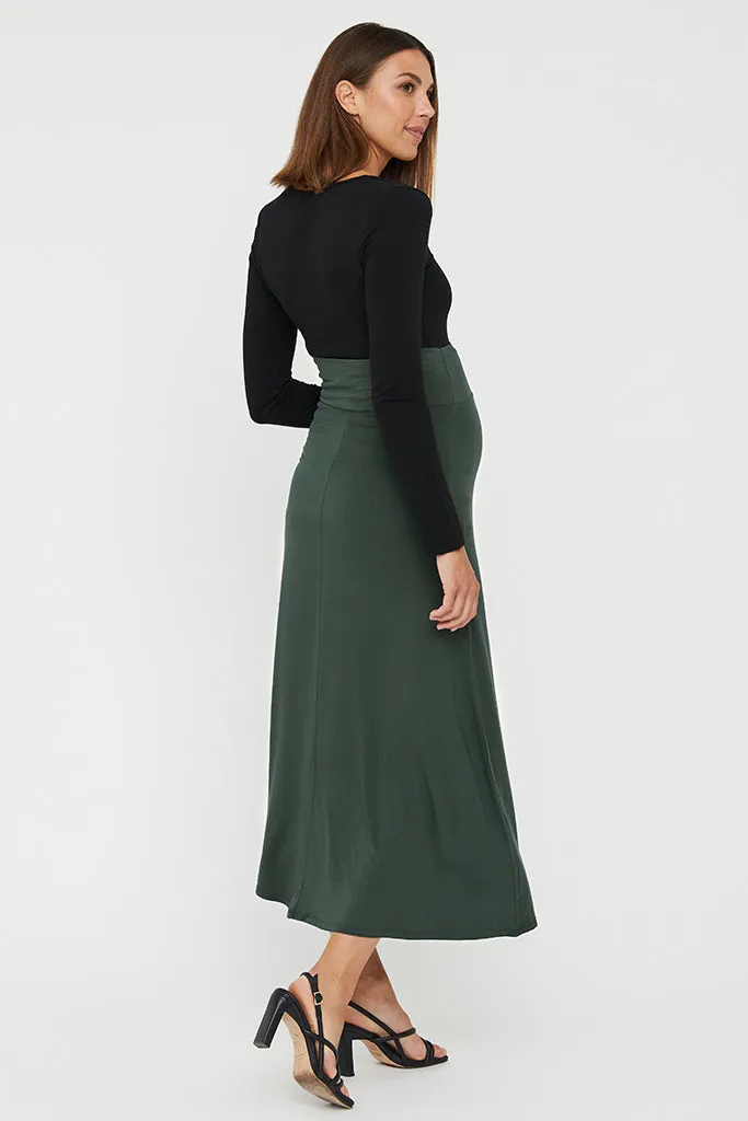 Lana Long Maternity Skirt - Forest