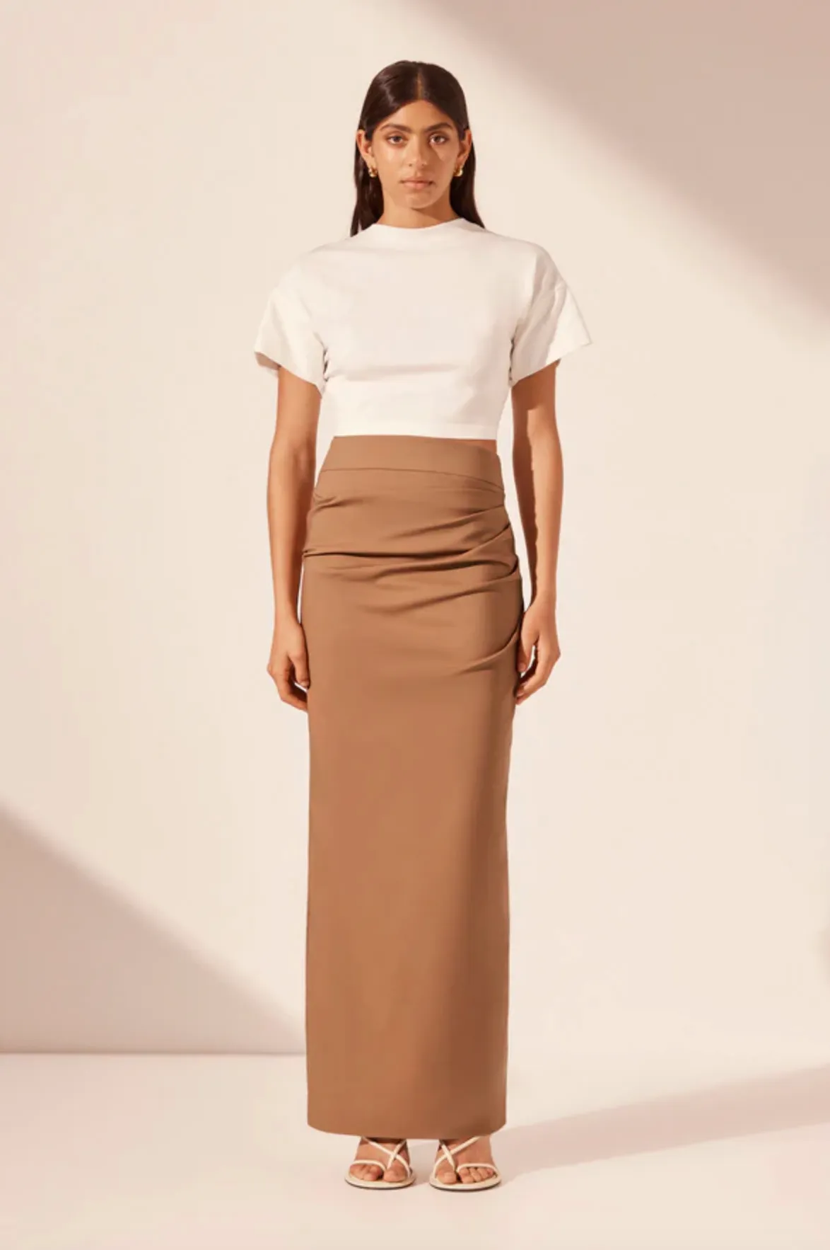 LANI DRAPED MAXI SKIRT - CINNAMON