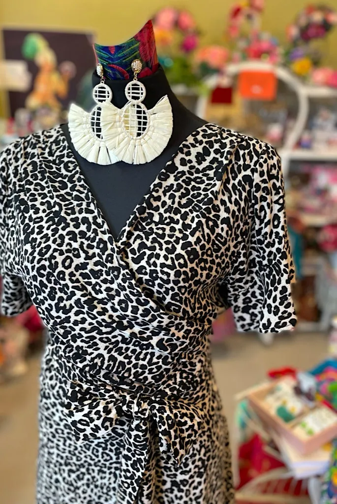 Leopard Print Wrap Frill Dress  - Custom Design by SFH