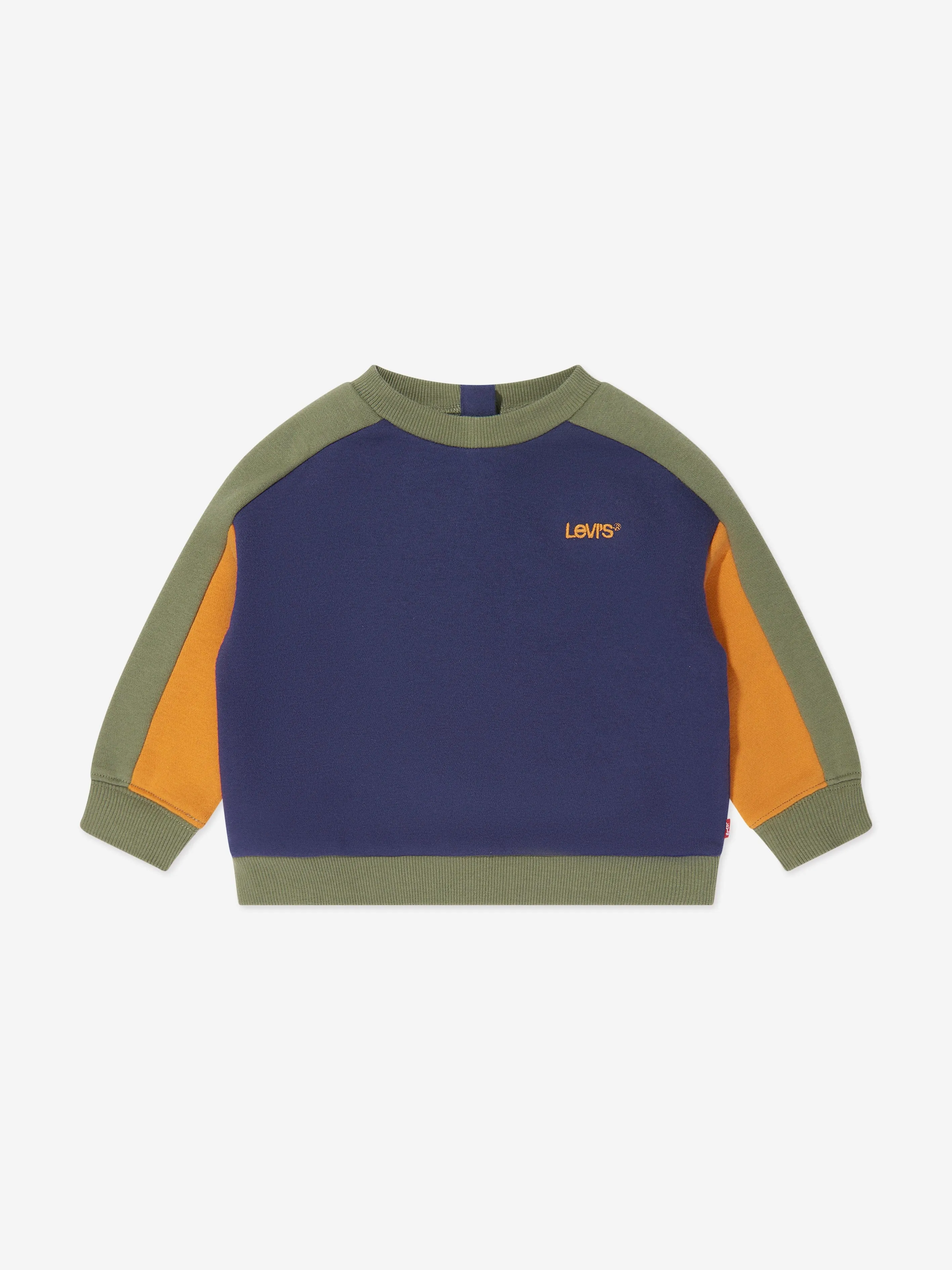 Levi's Wear Baby Boys Logo Colourblock Crew Sweatsirt in Blue