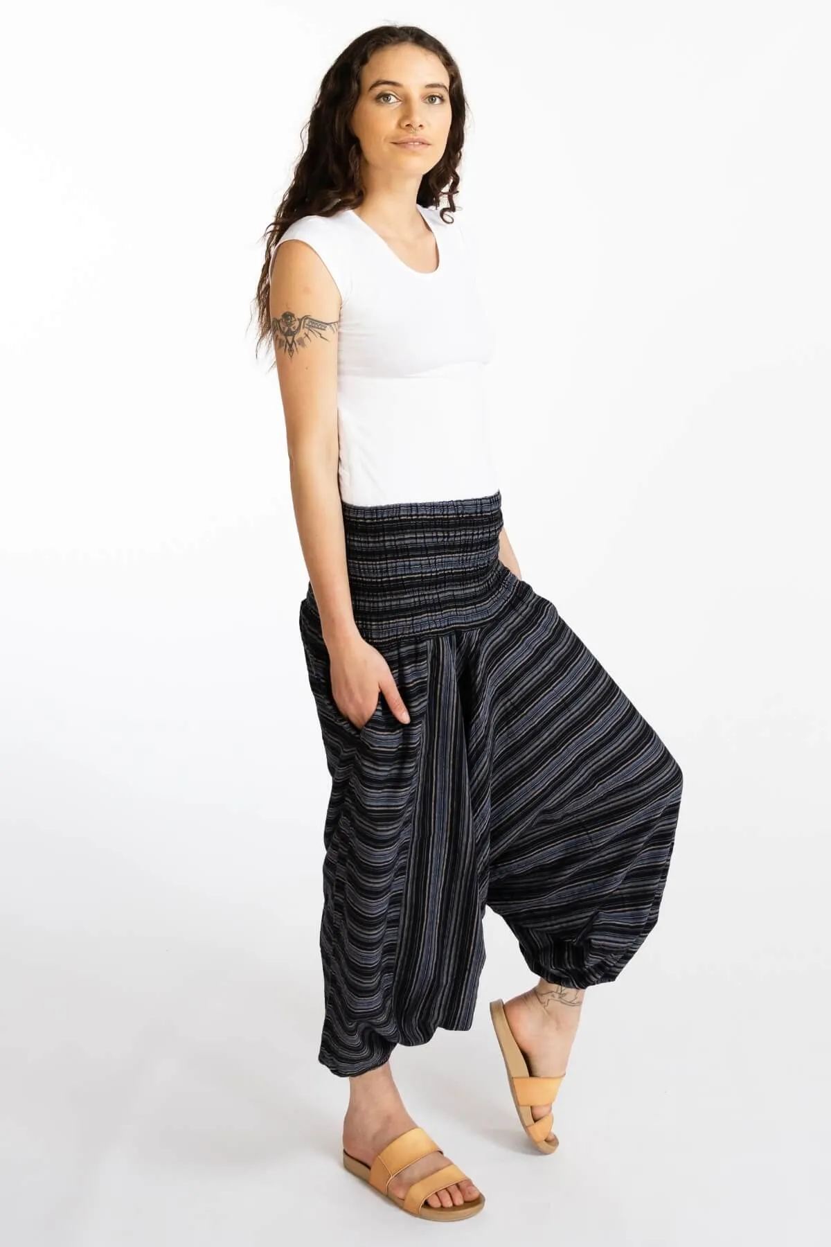 Low Crotch Pants - Striped