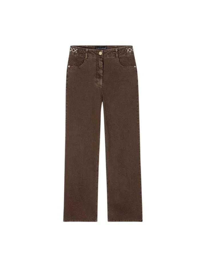 Luisa Cerano Wide Leg Brown Jeans