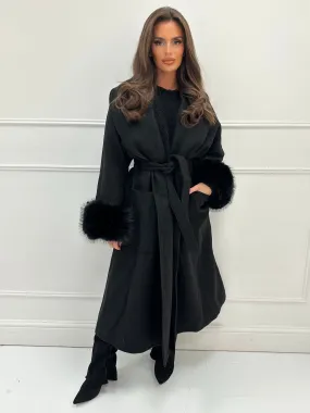 Maddison black faux fur coat