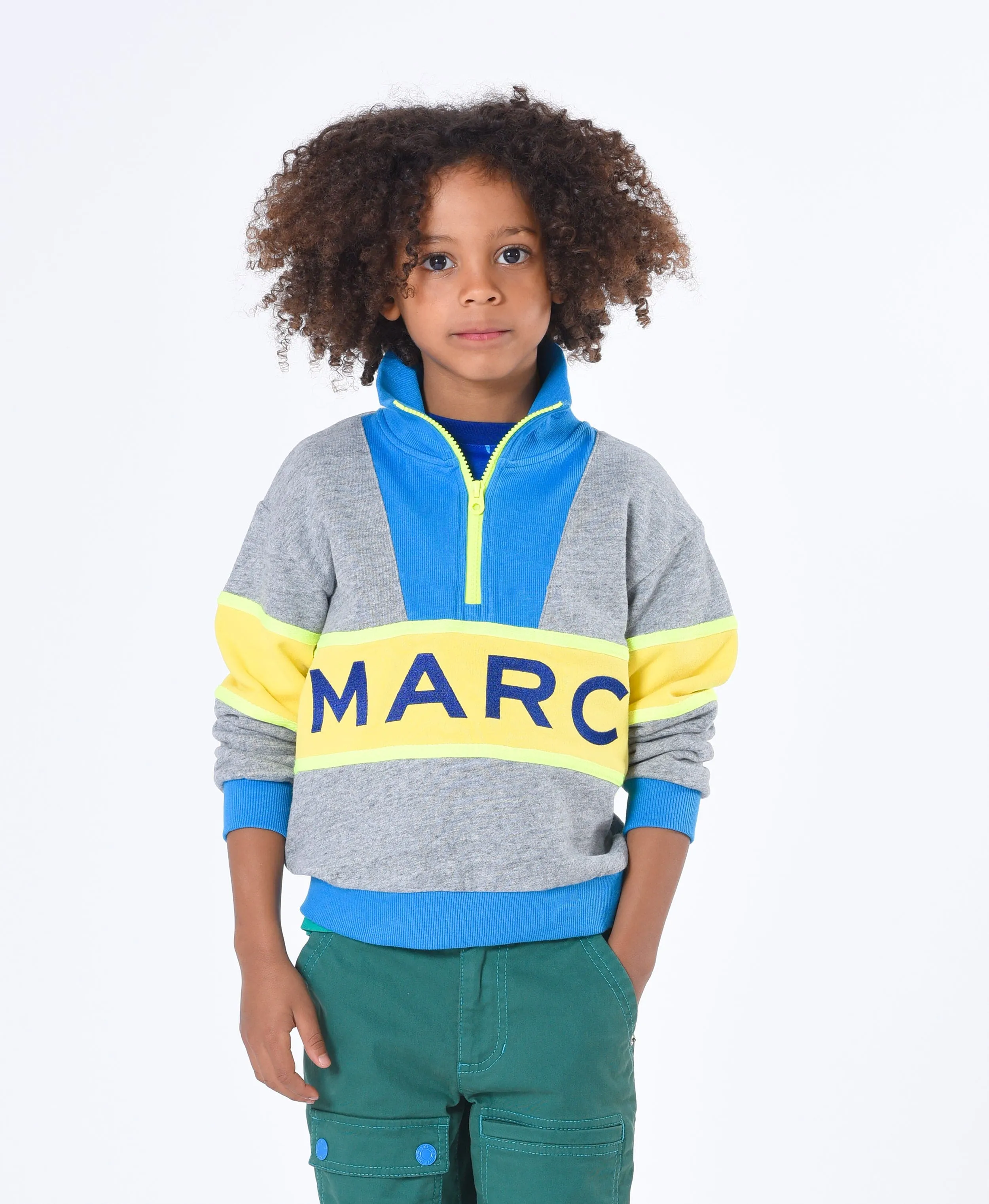 MARC JACOBS Boys Half Zip Sweatshirt in Grey