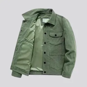 Medium length trendy casual men's corduroy jacket