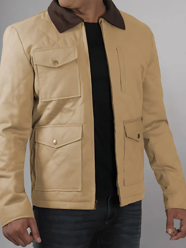 Mens Lightweight Beige Cotton Jacket