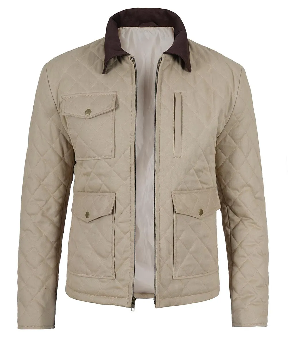 Mens Lightweight Beige Cotton Jacket