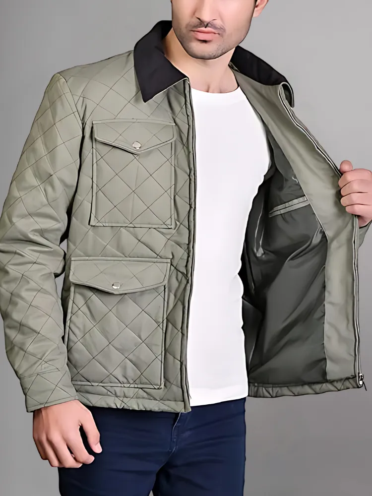 Mens Lightweight Beige Cotton Jacket