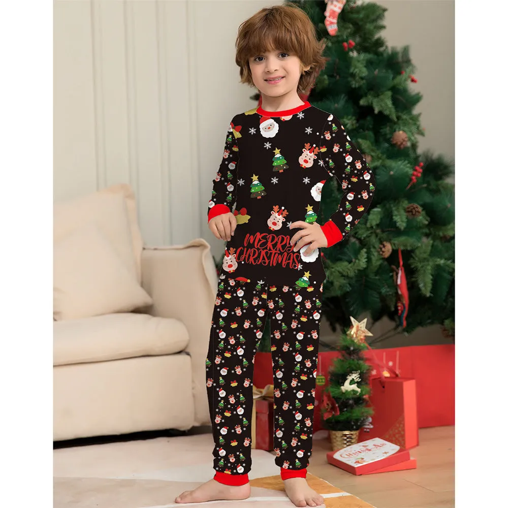 Merry Christmas Santa and Reindeer Patterned Matching Pajamas Sets