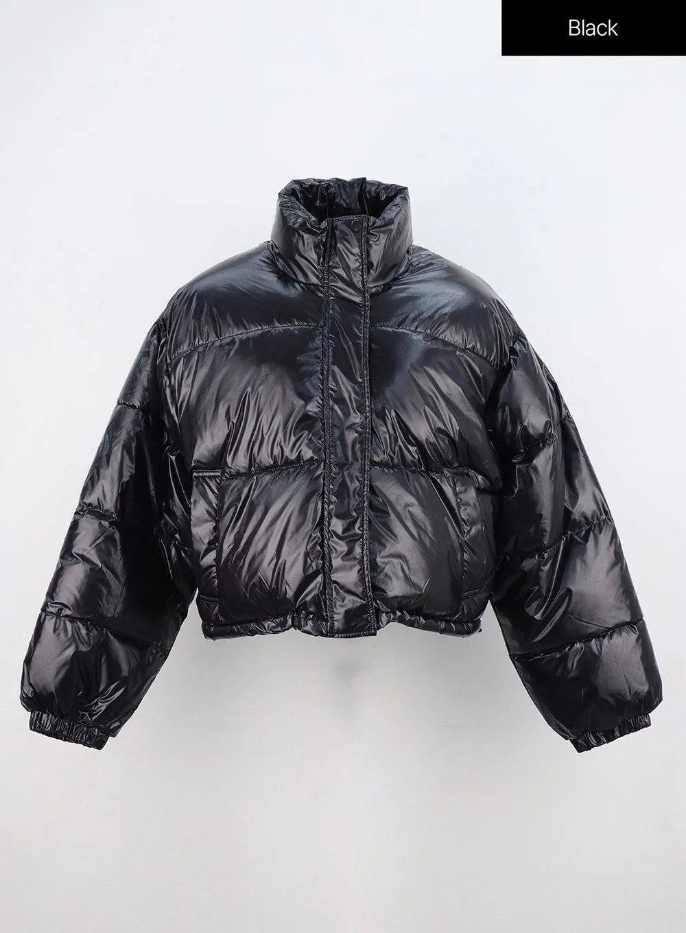 Metallic Crop Puffer Jacket ON310