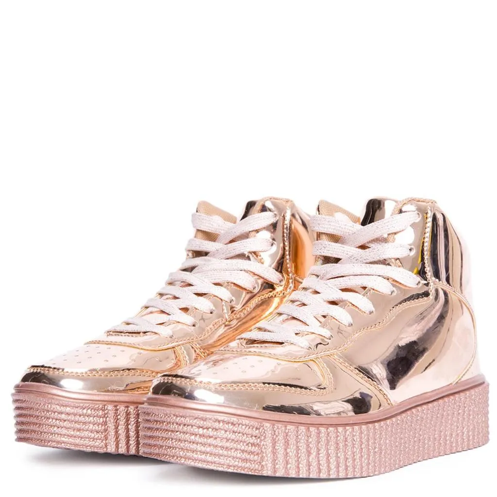 Metallic High Top Platform Sneakers