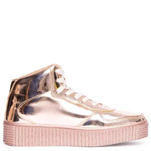 Metallic High Top Platform Sneakers