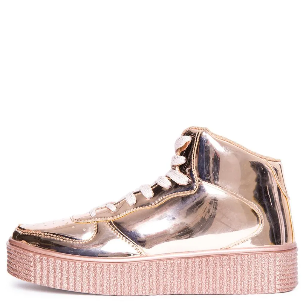 Metallic High Top Platform Sneakers