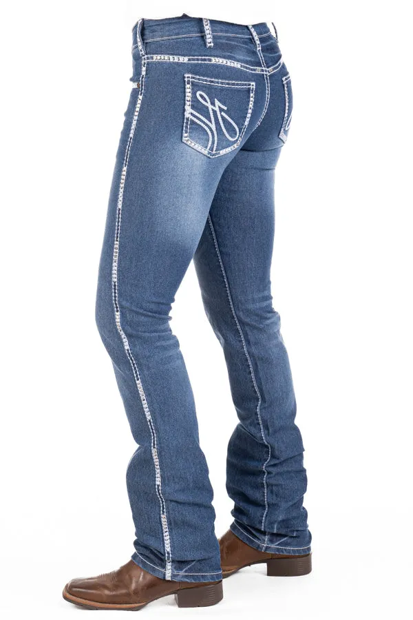 Mid Rise - SR2173 "Lexington" White Wash w/ Sliver Stitch Jeans