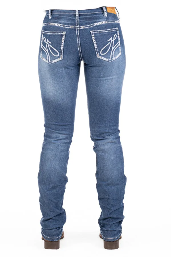 Mid Rise - SR2173 "Lexington" White Wash w/ Sliver Stitch Jeans