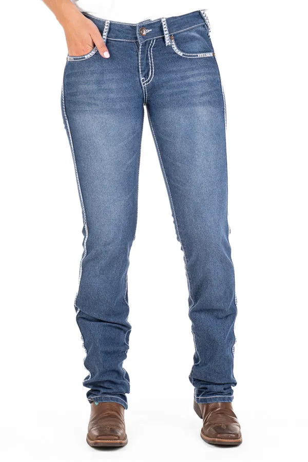 Mid Rise - SR2173 "Lexington" White Wash w/ Sliver Stitch Jeans