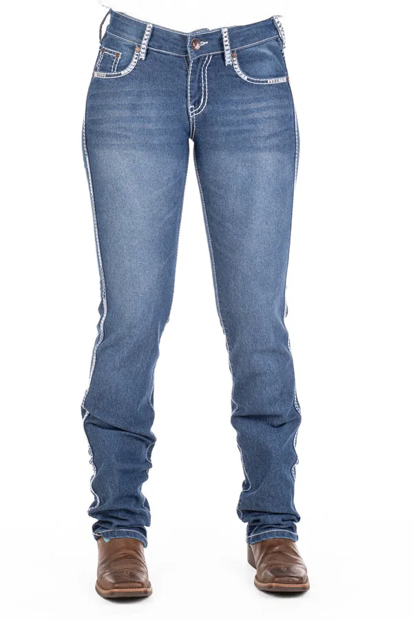 Mid Rise - SR2173 "Lexington" White Wash w/ Sliver Stitch Jeans