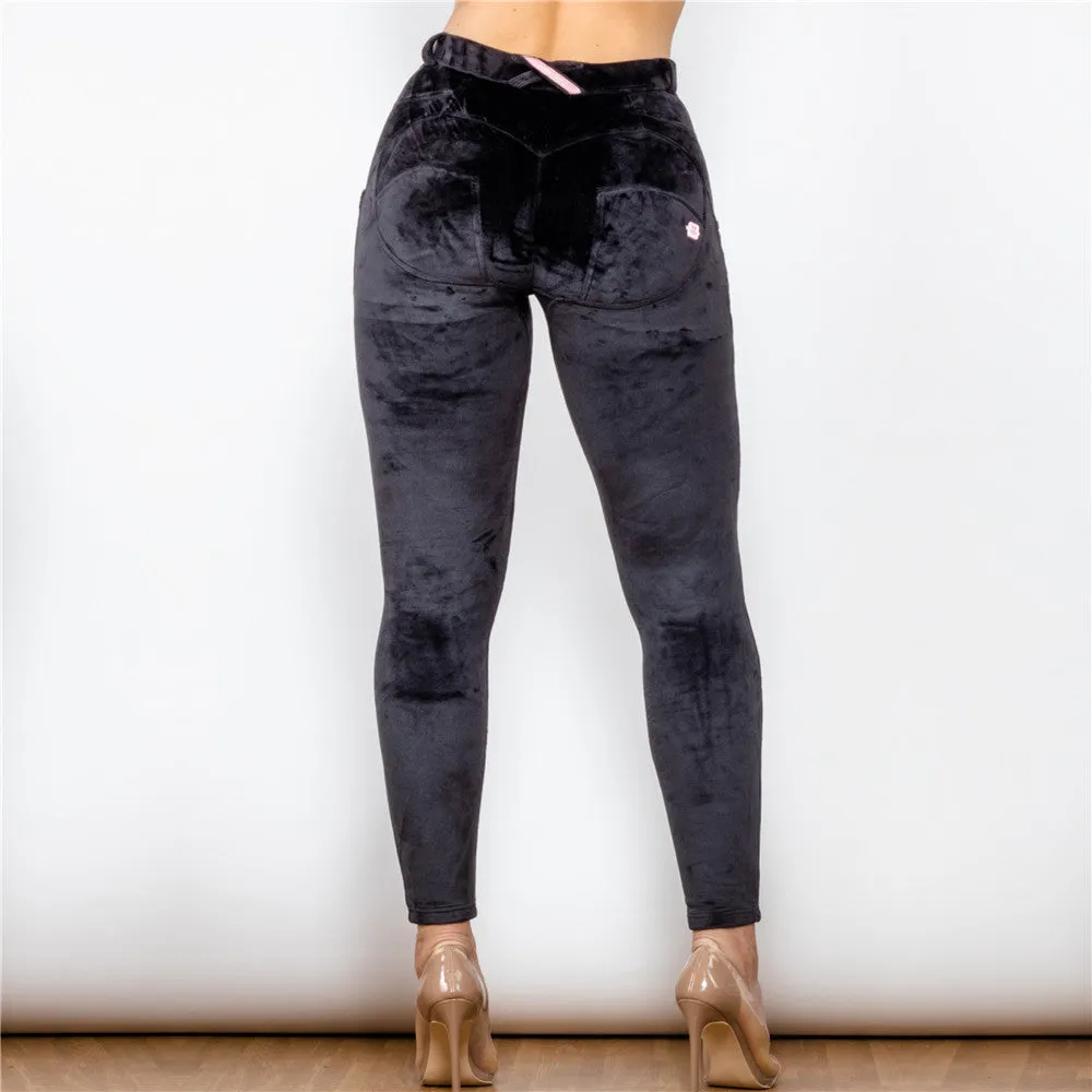 Middle Waist Black Chenille Leggings