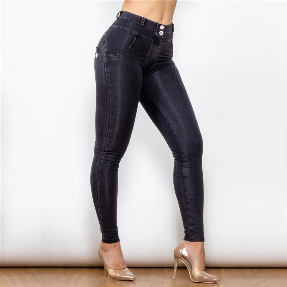 Middle Waist Dark Thread Black Jeans