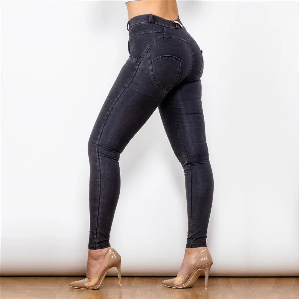 Middle Waist Dark Thread Black Jeans