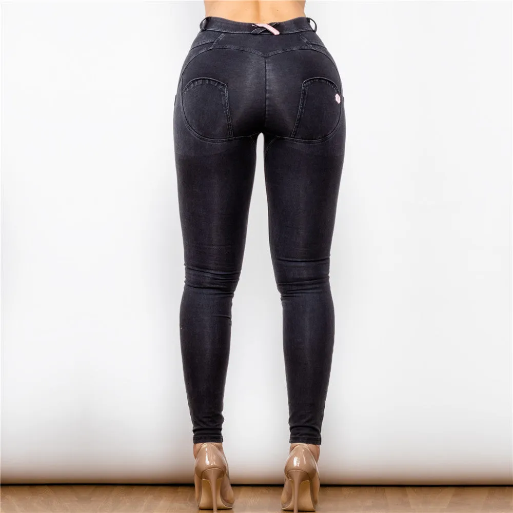 Middle Waist Dark Thread Black Jeans