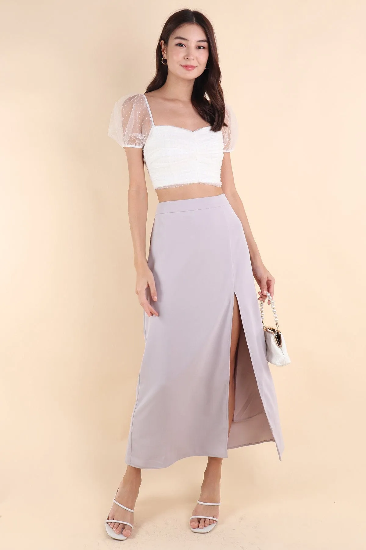 MINNIE SLIT MAXI SKIRT IN PERIWINKLE