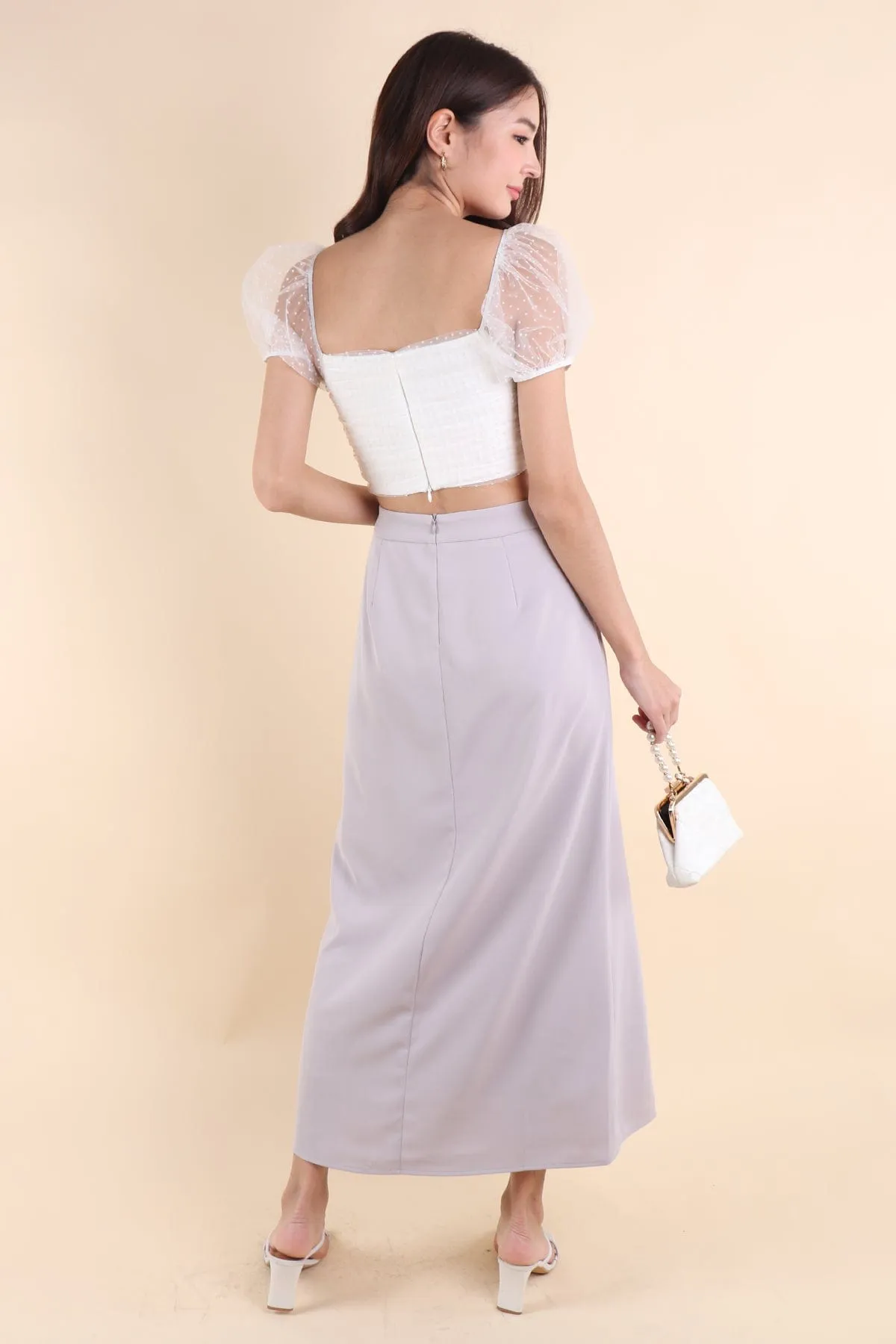 MINNIE SLIT MAXI SKIRT IN PERIWINKLE