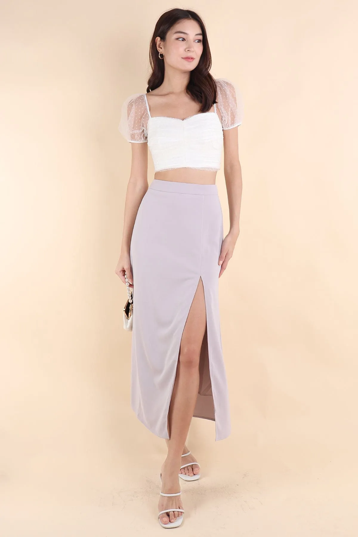 MINNIE SLIT MAXI SKIRT IN PERIWINKLE