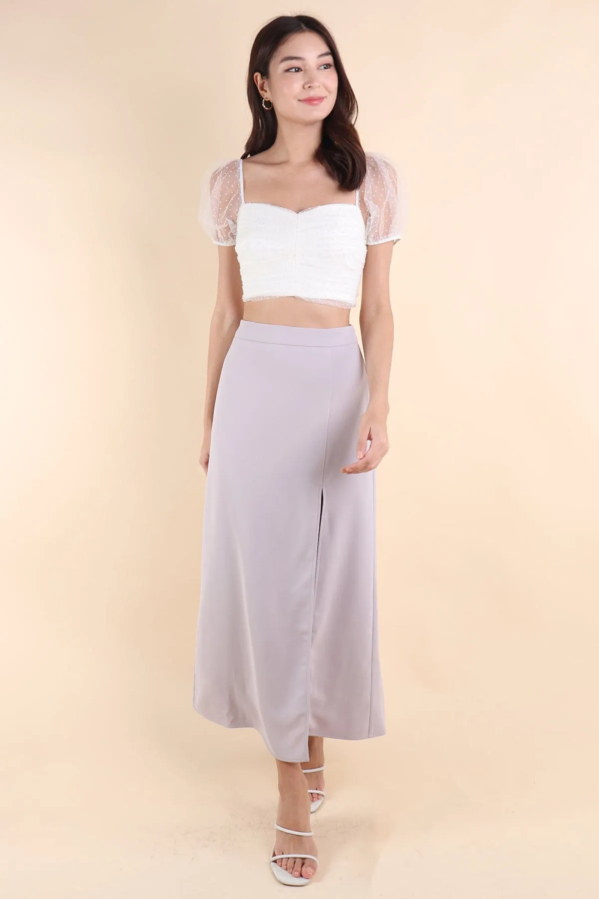 MINNIE SLIT MAXI SKIRT IN PERIWINKLE