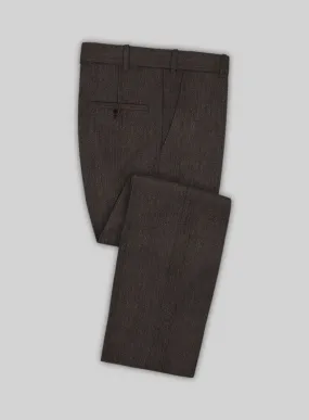 Napolean Dark Brown Herringbone Wool Pants