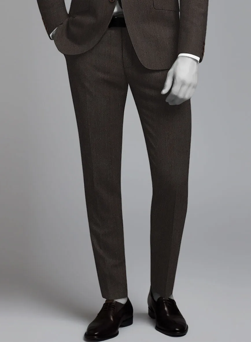 Napolean Dark Brown Herringbone Wool Pants