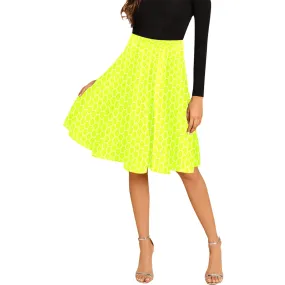 neon green hex print 5 Melete Pleated Midi Skirt (Model D15)