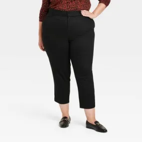 New - Women's High-Rise Ankle Tapered Pants - Ava & Viv Black 20