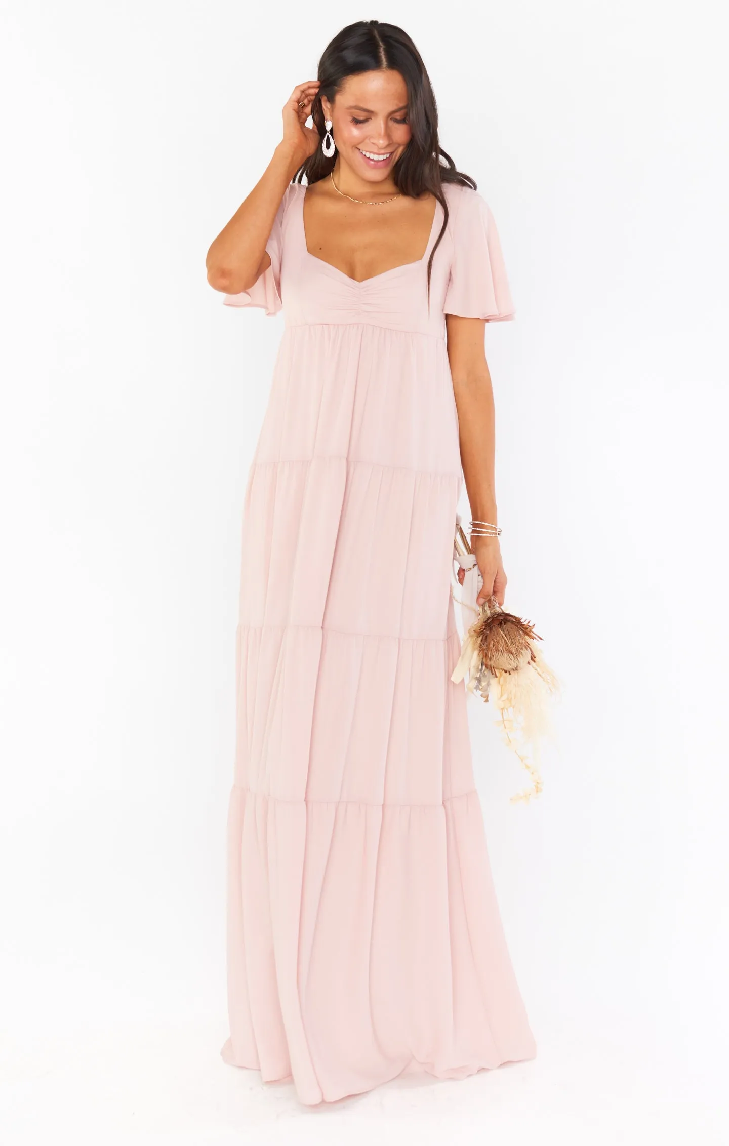 Nicole Maxi Dress ~ Dusty Blush Crisp