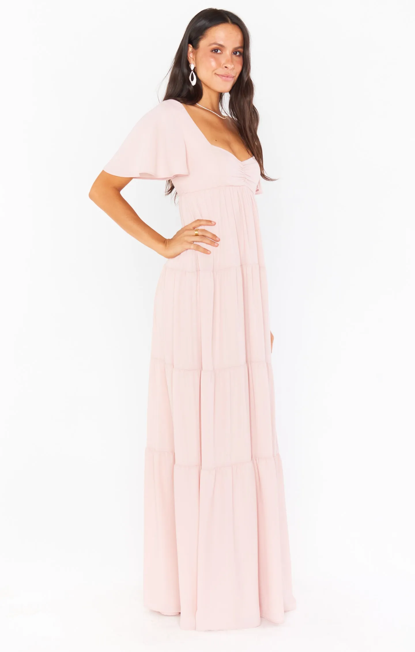 Nicole Maxi Dress ~ Dusty Blush Crisp