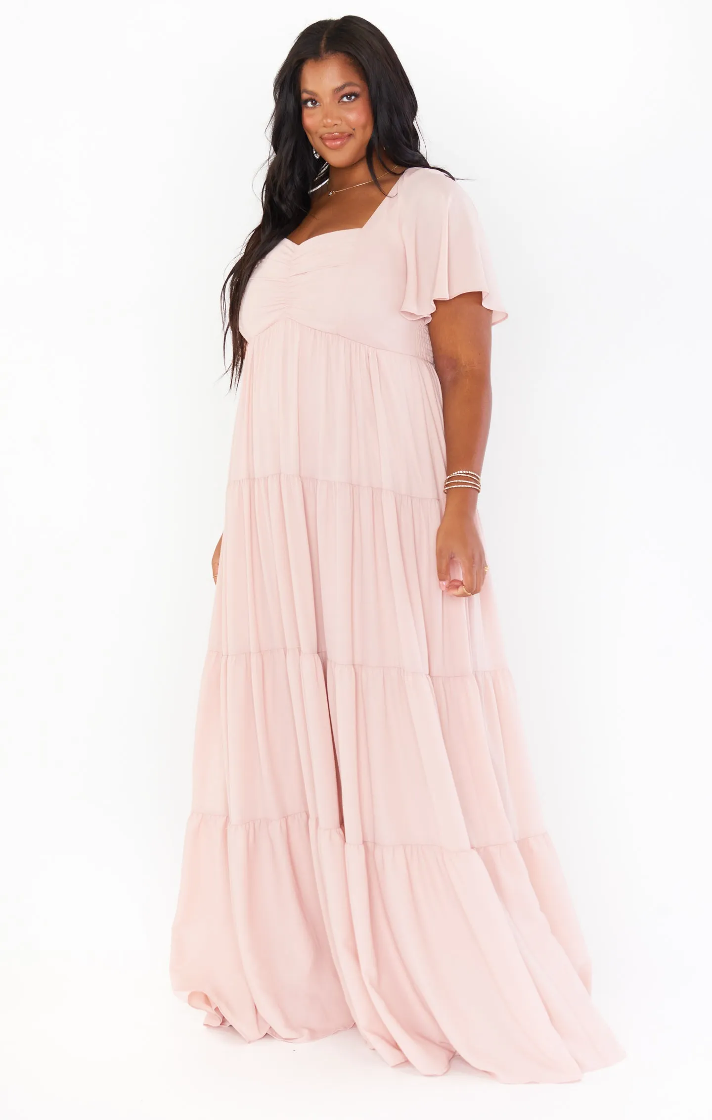 Nicole Maxi Dress ~ Dusty Blush Crisp