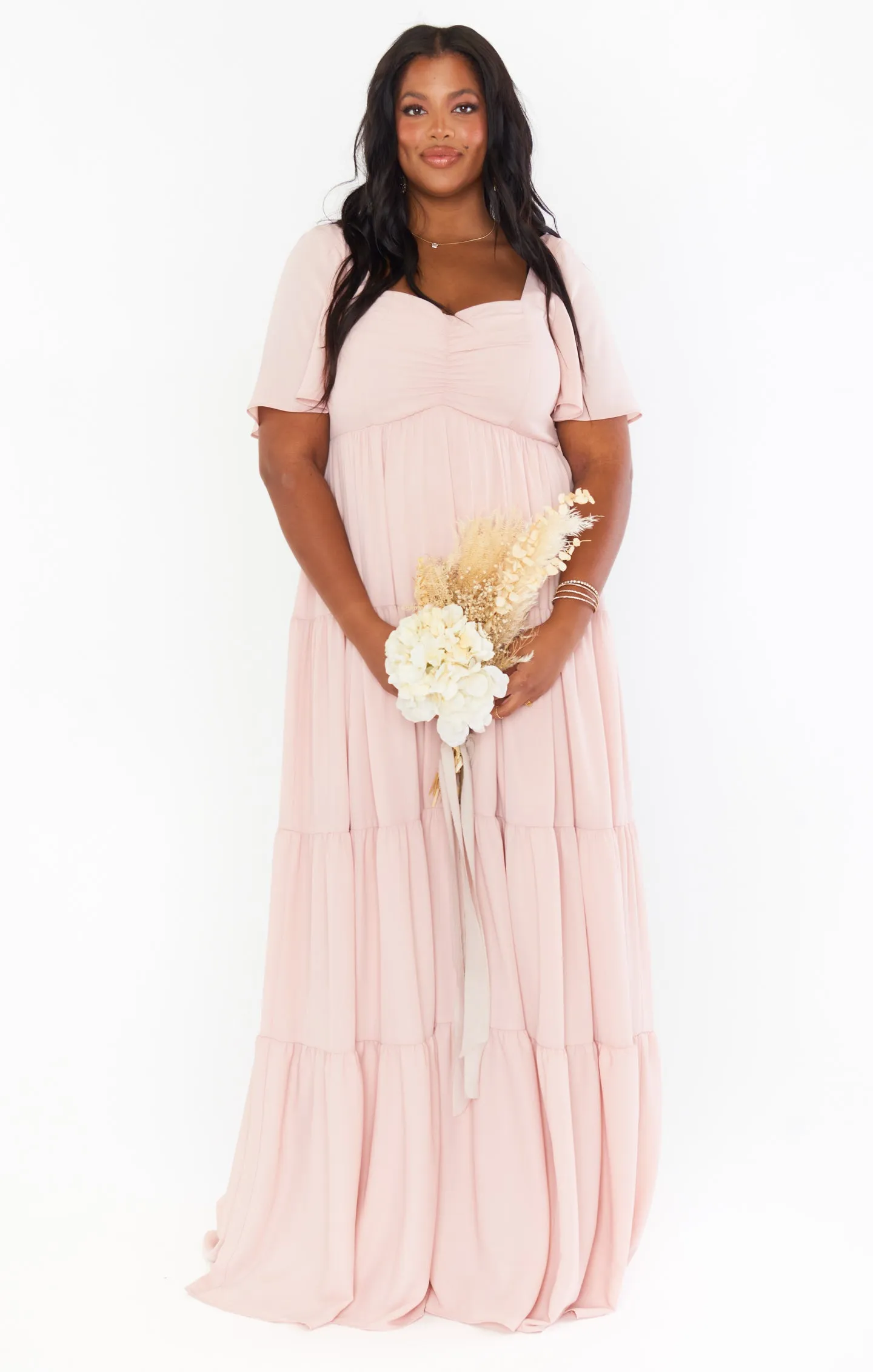 Nicole Maxi Dress ~ Dusty Blush Crisp