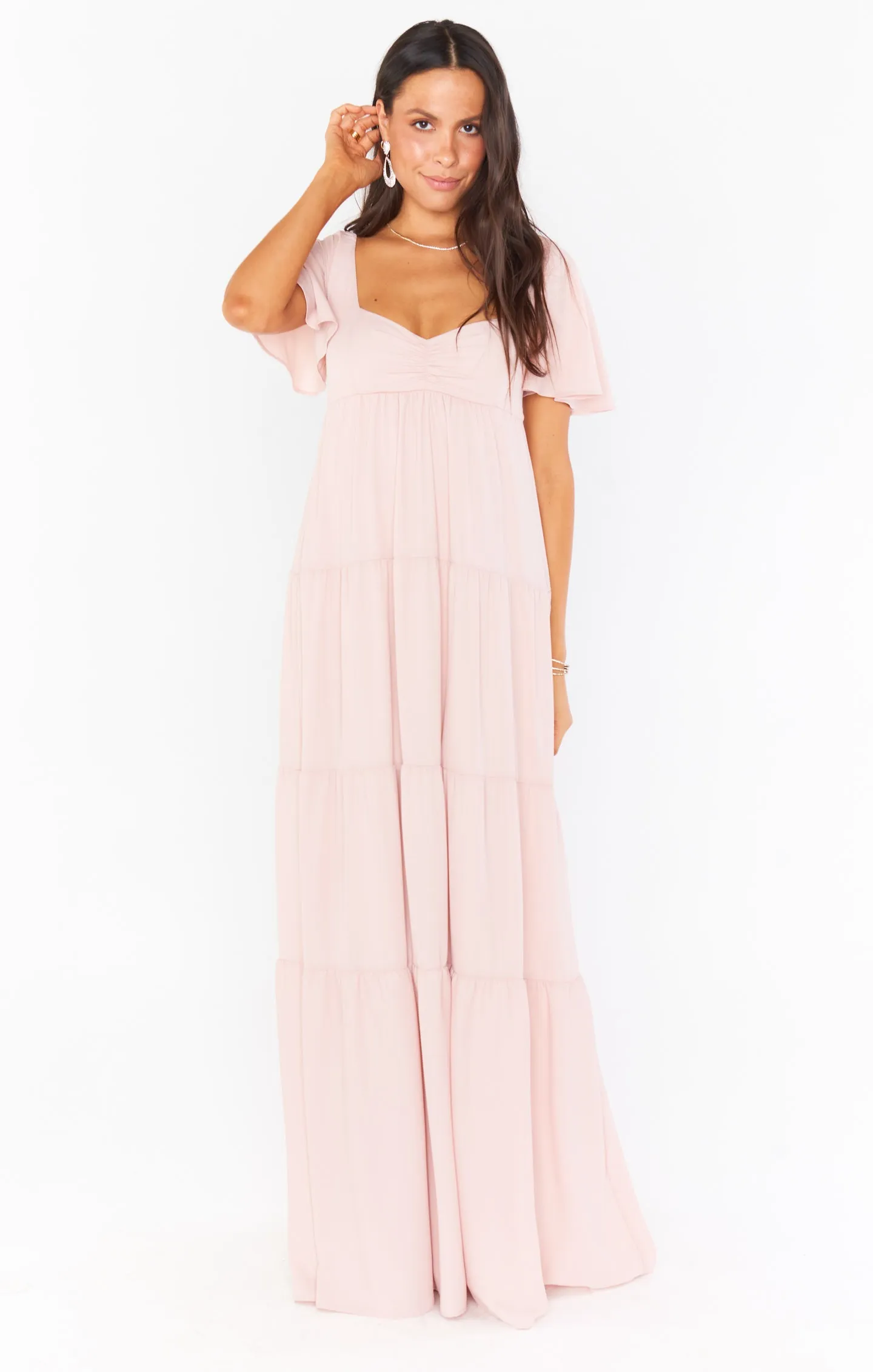 Nicole Maxi Dress ~ Dusty Blush Crisp