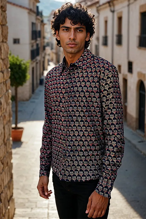 Okhai "Pioneer" Handblock Printed Pure Cotton Full-Sleeved Shirt