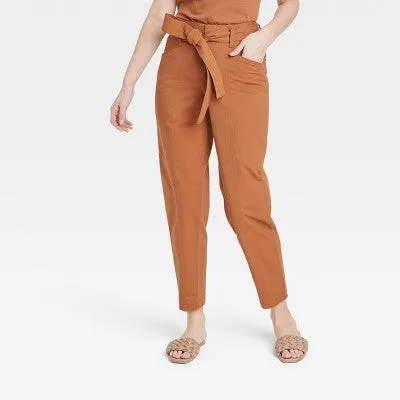 Open Box - A New Day Women's Tapered Casual High Rise Ankle Length Tie-Front Pants