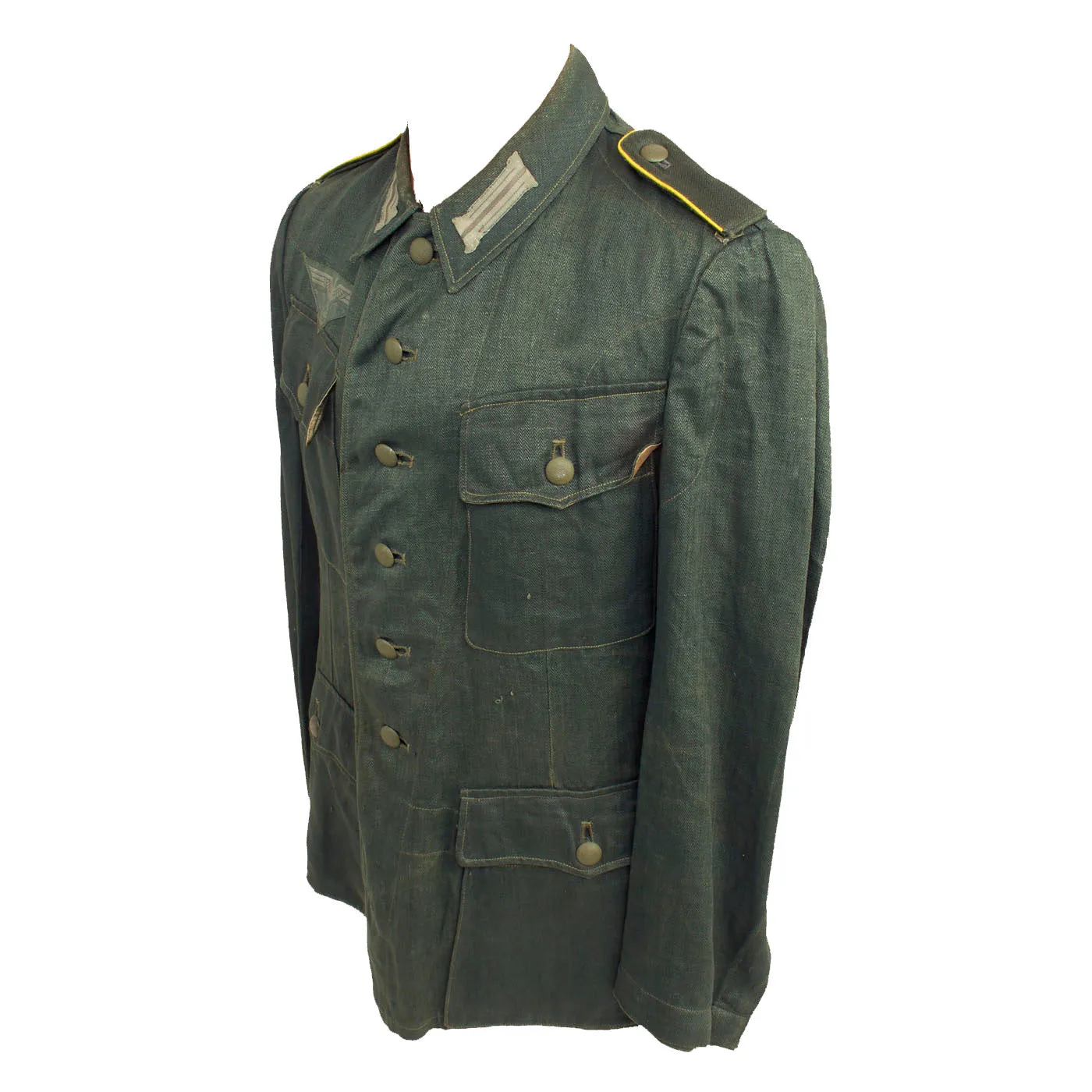 Original German WWII Heer Army Signals Enlisted Man's M42 Herringbone Twill Battle Tunic