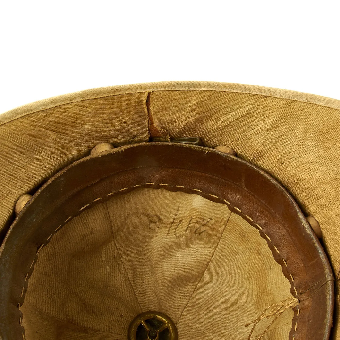 Original Late British Victorian P-1877 Colonial Canadian Police Sun Helmet with King's Crown Badge