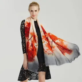 Oversized Vibrant Floral Print Winter Long Tassel Wrap Shawl Scarfs