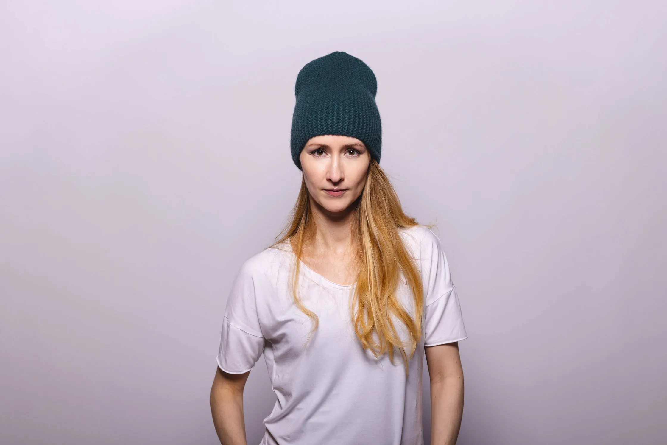 Pearl Stitched Silver Pine Cashmere Hat