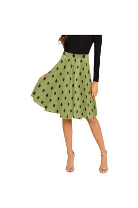 pep green blk pkd blt Melete Pleated Midi Skirt (Model D15)