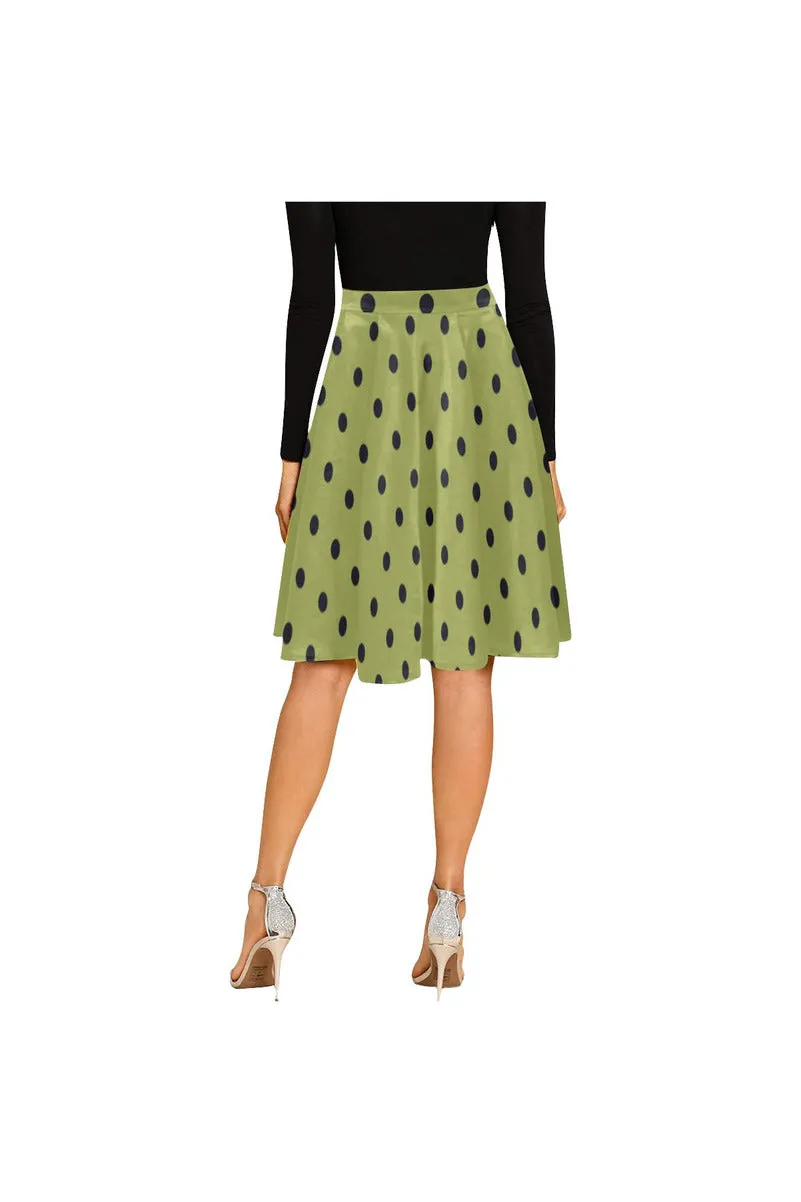 pep green blk pkd blt Melete Pleated Midi Skirt (Model D15)